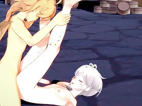 Genshin Impact Yaoi Aether and Kazuha Footjob and bareback with creampie Sissy crossdress Japanese Asian Manga Anime Film Game Porn Gay