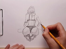 Pencil drawing sexy girl