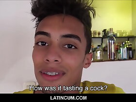 Amateur Latino Twink With Braces Paid To Have Threesome With Two Straight Guys