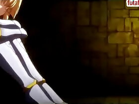 Hentai babe gets poked hard by a strapped on dildo