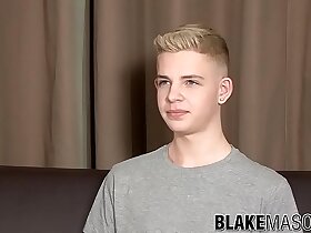 Twink blond Alex Silvers interview and masturbation cumshot