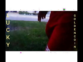 Lucky goldencoin, commando in baggie shorts