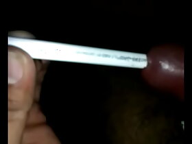 Banty doing masterbition & self Inserting Pen in his bondage Dick