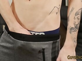 Skinny uncircumcised teen twink tugs