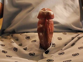 Asian masturbates and ejaculates with lotion