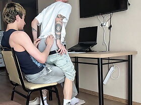 asked stepbrother to help with homework, deepthroat blowjob and ass fucking part 1