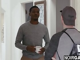 Straight white boy sucking a big black cock for 300$ - interracial gay sex