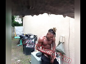 Neighbors Watch young man jerk his dick in the rain (Handsomedevan)