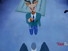 Beastars Furry Yaoi - Louis x Legosi jerk off and suck YIFF Legosi cums in his mouth - Yaoi Hentai 3D