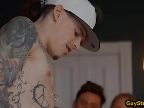 Hung stud drilling underwear twink bareback in couple