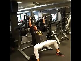 Straight man meat and sexy legs in compression lycra spandex spotted at the gym