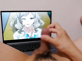 Horny Otaku Moaning Jerking Off Big Dick While Watching Cute Young Girl Fuck Hot Hentai anime. camshot POV