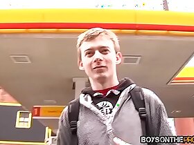 Bottom bitch Leo Paris enjoys being fucked by two twinks